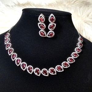Premium quality Cubic Zircon CZ American Diamond AD necklace earrings set